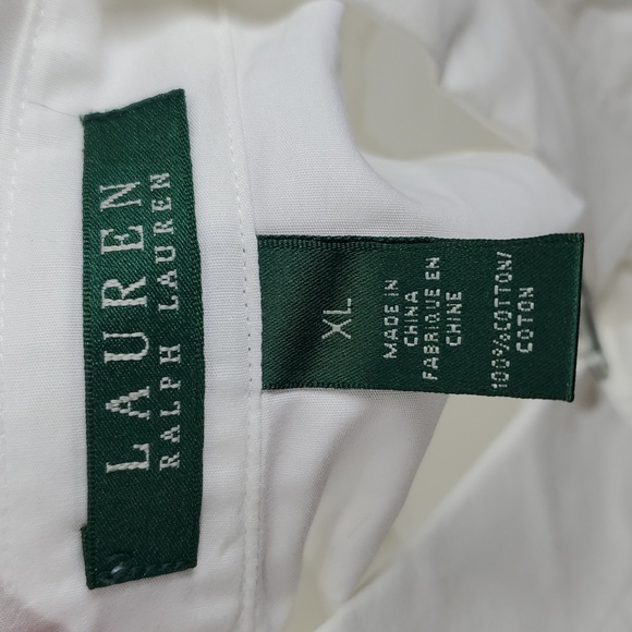 Lauren Ralph Lauren White Cotton Ruffle Button Down Shirt XL - Picture 2 of 12
